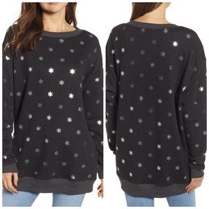Wildfox Shimmery Snowflakes Road Trip Pullover SzM
